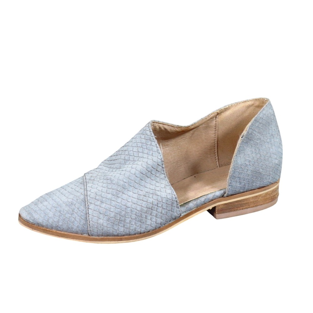 Catherine Malandrino Swan Women Flats Size 6 Dress Work Gray Snakeskin Embossed